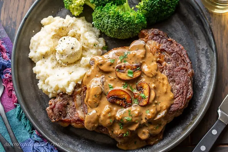 Steak with mushrooms